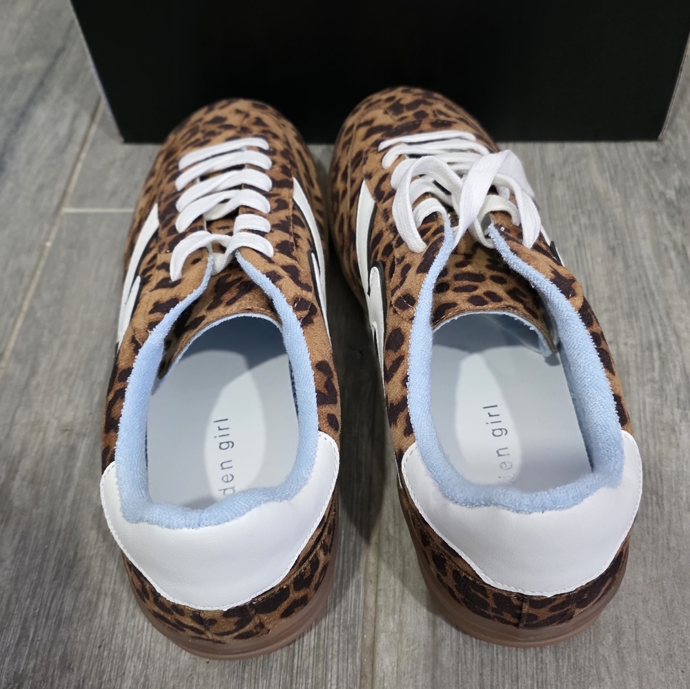 Madden Girl Leopard Print Brown & Black Low-Top Sneakers - Picture 2 of 4